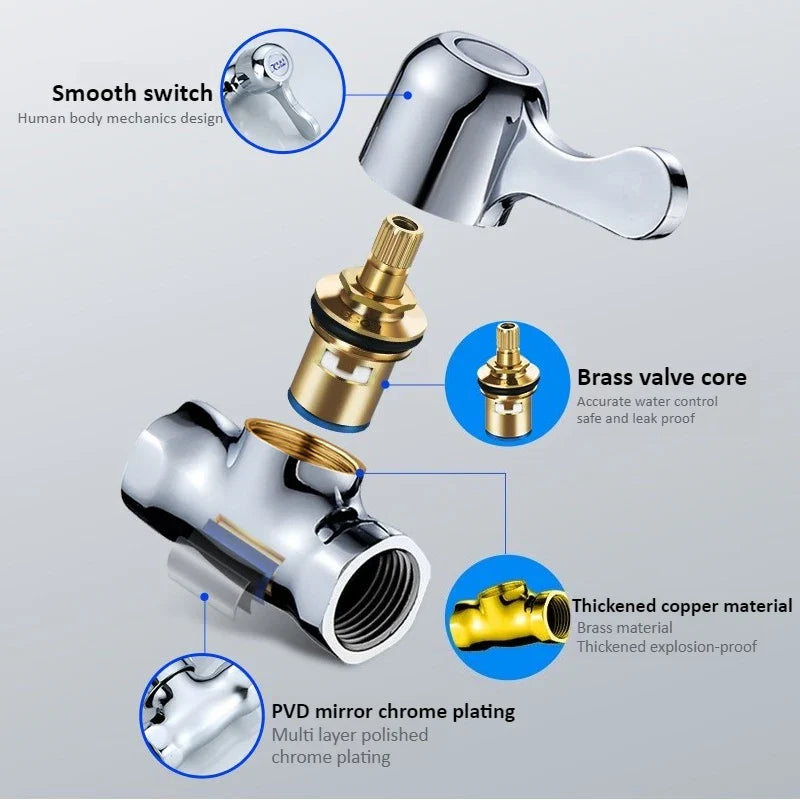 Copper Straight Valve 4-Point Thread Water Stop Tap | Toilet