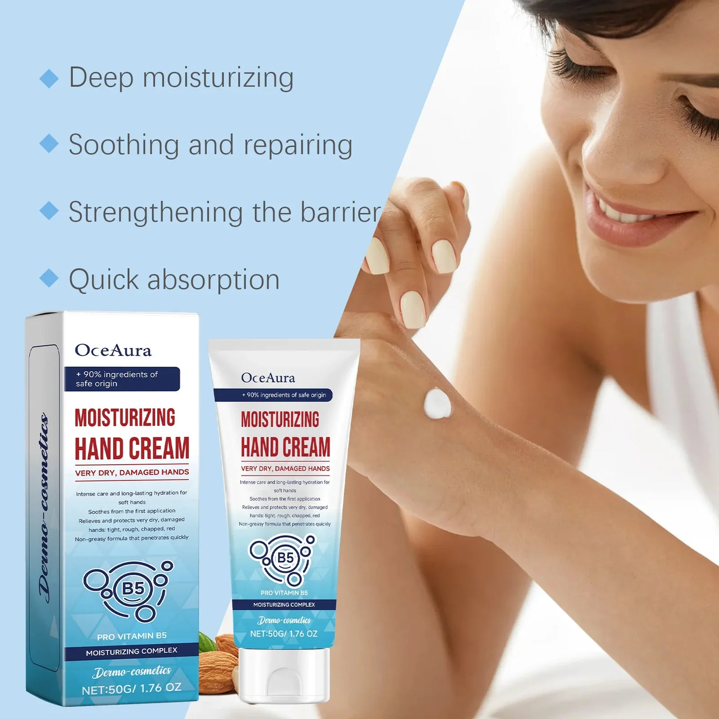 OceAura Vitamin E Hand Cream – Moisturizing & Brightening 50g