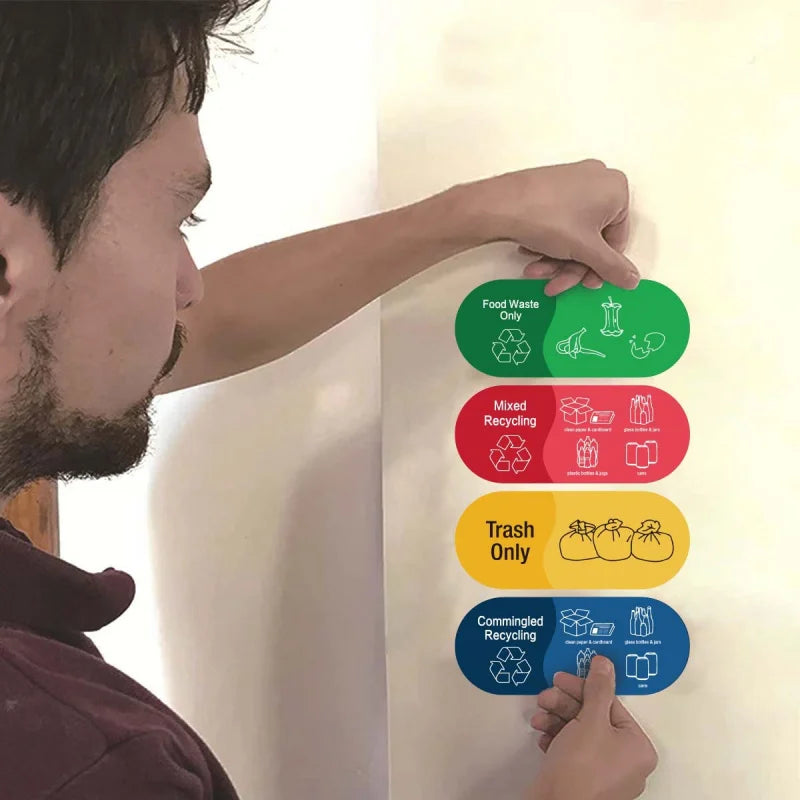New Cross-Border4Colorful Stickers Suitable for Mixed Recycling Stickers Special Trash Can Stickers Decorative Waterproof Vinyl/ Peaceful Pleasures Health and Wellness