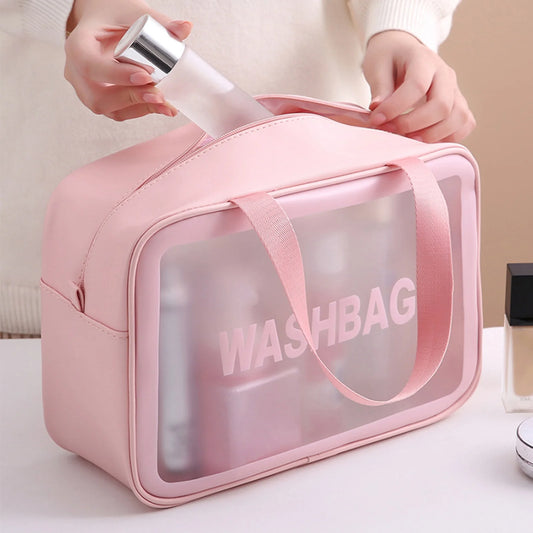Women Men PU Toiletry Bag Portable Translucent Waterproof Makeup Cosmetic Bag Toiletry Organizer for Accessories Peaceful Pleasures Health and Wellness