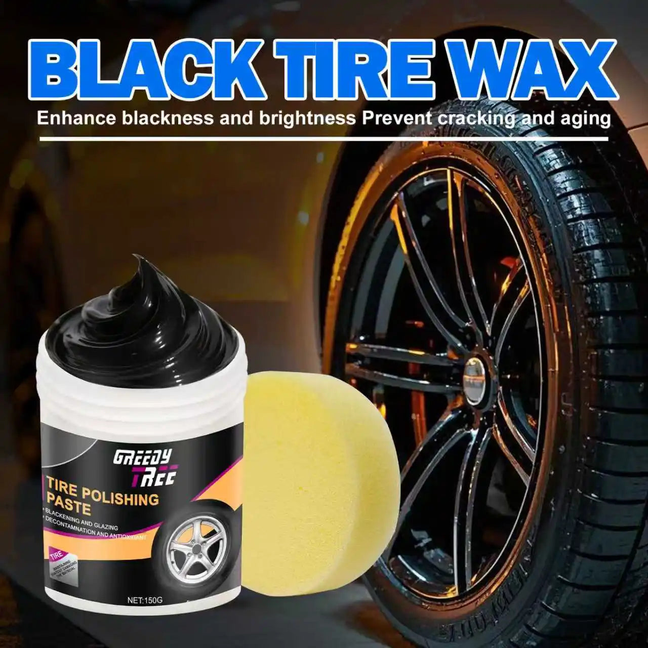 Black Enamel Tire Polish Paste – Quick-Dry Shine Restorer