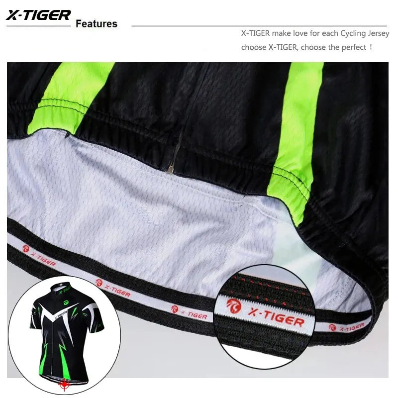 X-Tiger Pro Men's MTB Cycling Jersey – Quick-Dry Full Zip