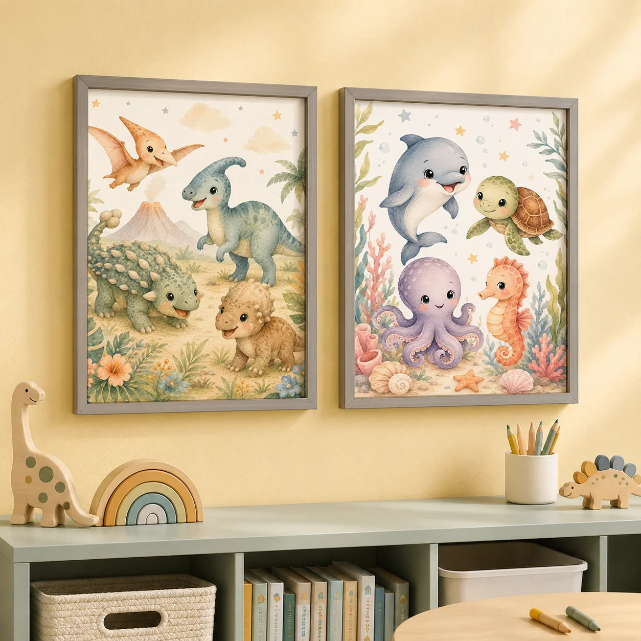 Jungle Animals Wall Art Safari Wildlife Canvas Painting Cute Cartoon Poster Print For Kids Room Nursery Wall Decor Peaceful Pleasures Health and Wellness