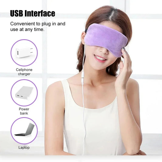 USB Heated Eye Mask for Dry Eyes & Sleep, Warm Compress with Constant Temperature, Corded Design for Dark Circles Puffiness Care Peaceful Pleasures Health and Wellness