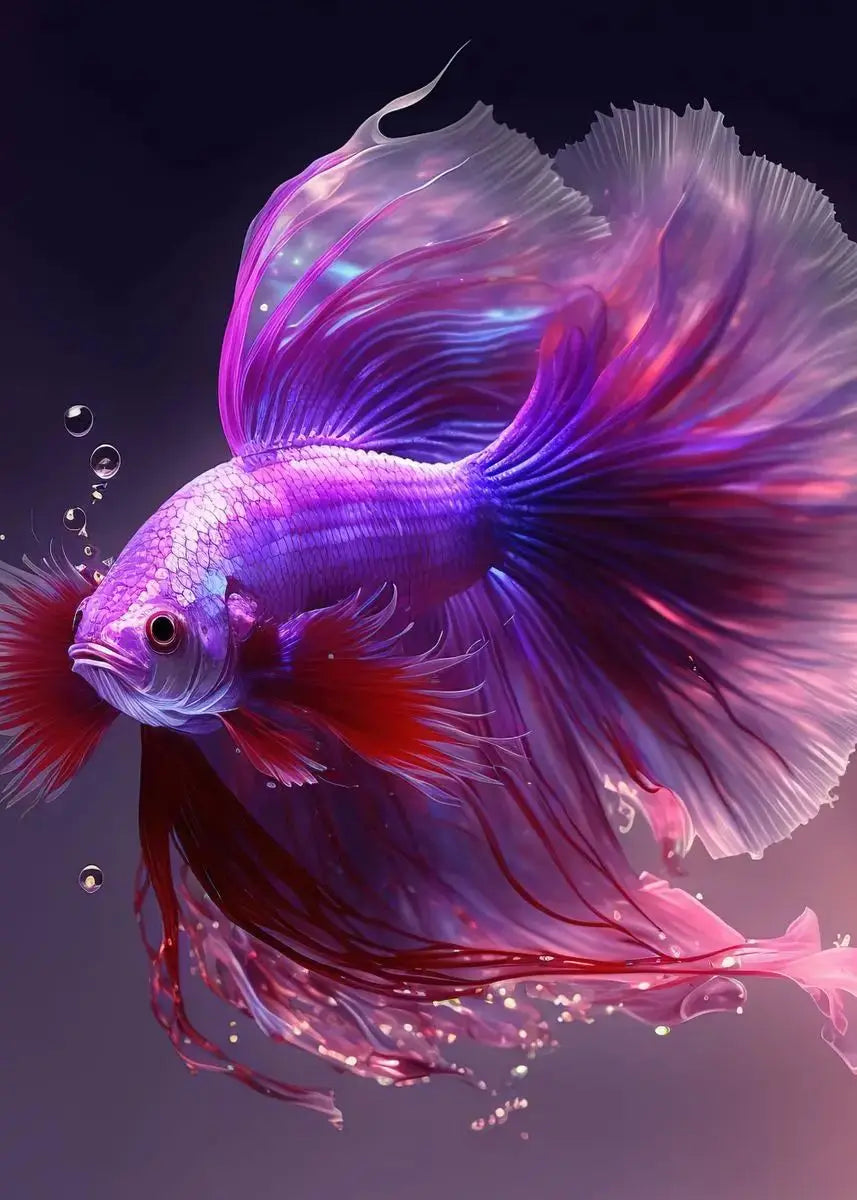 Tropical Fish Canvas Wall Art | Betta Goldfish Rainbow Fish Print