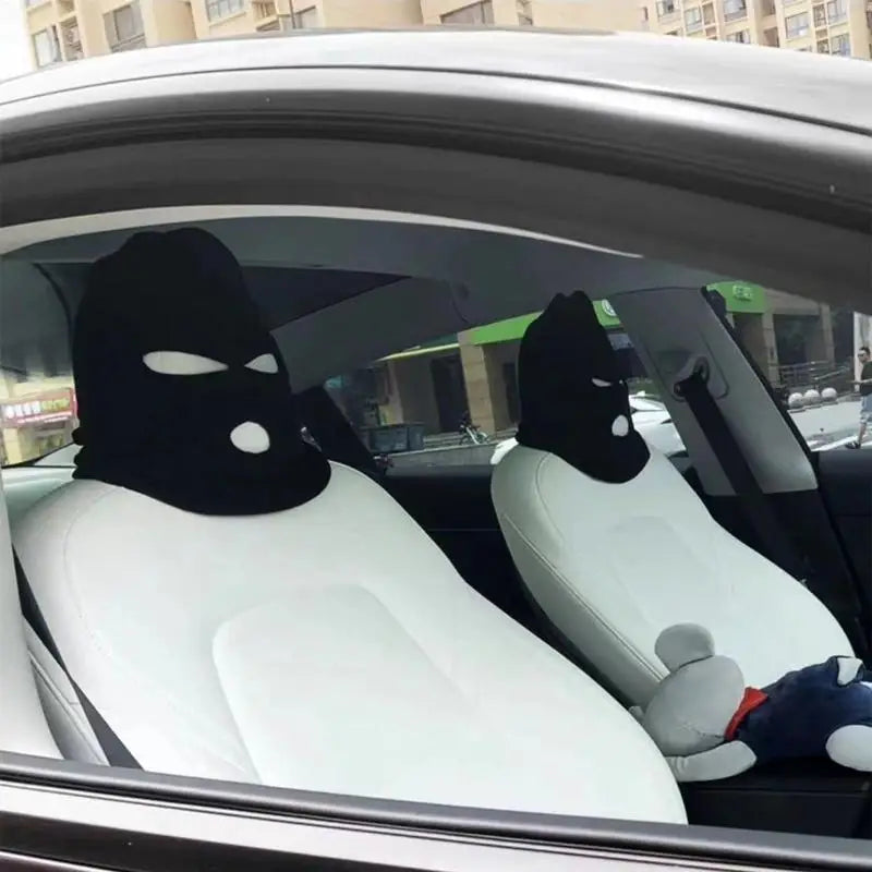 3-hole Car Seat Headrest Full Face Cover Ski Mask Hat Anti Ash Protection For Car Interior Seats Funny Cover Decoration Peaceful Pleasures Health and Wellness