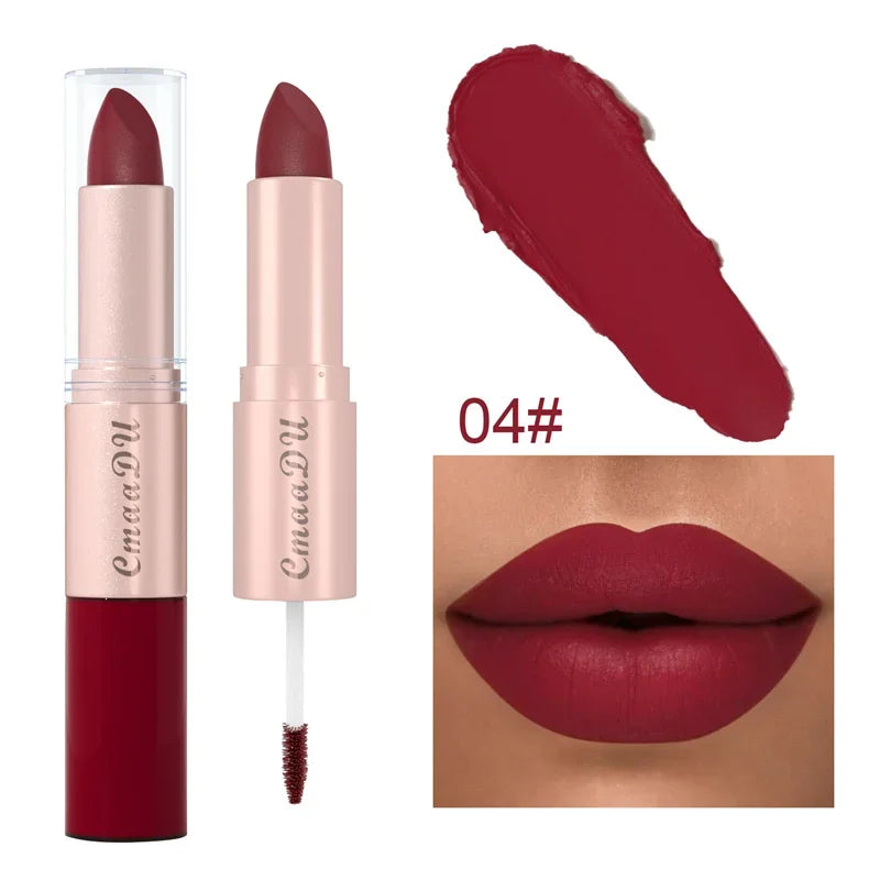 2-in-1 Matte Lipstick & Lip Liner Pen | 24H Waterproof, 12 Colors