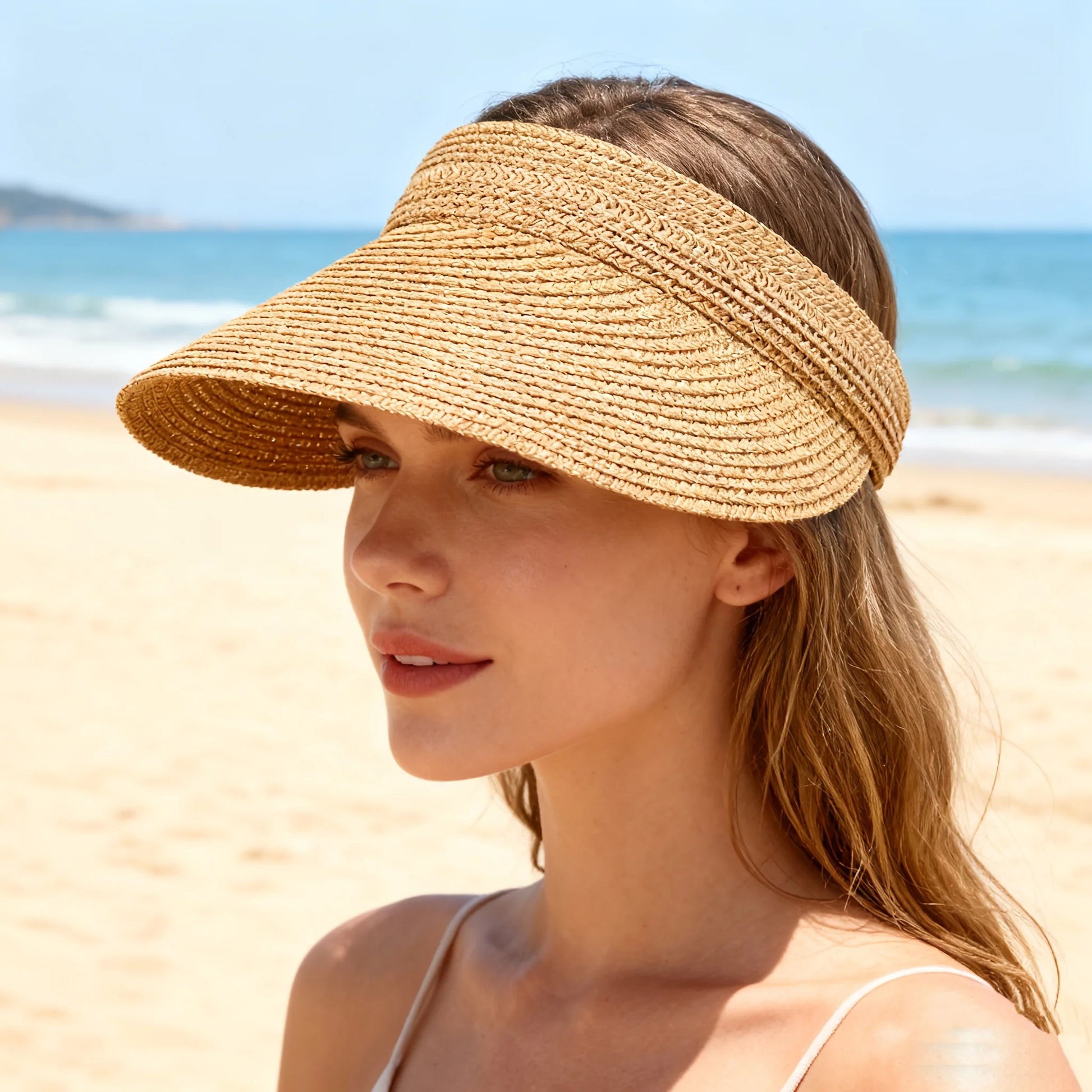 1/2 Piece Set with Random Color Delivery, Summer Straw Sun Hat, Beach Hat with Large Brim, Uv Protection, Rollable Ponytail Travel Sun Hat Peaceful Pleasures Health and Wellness 1Pcs