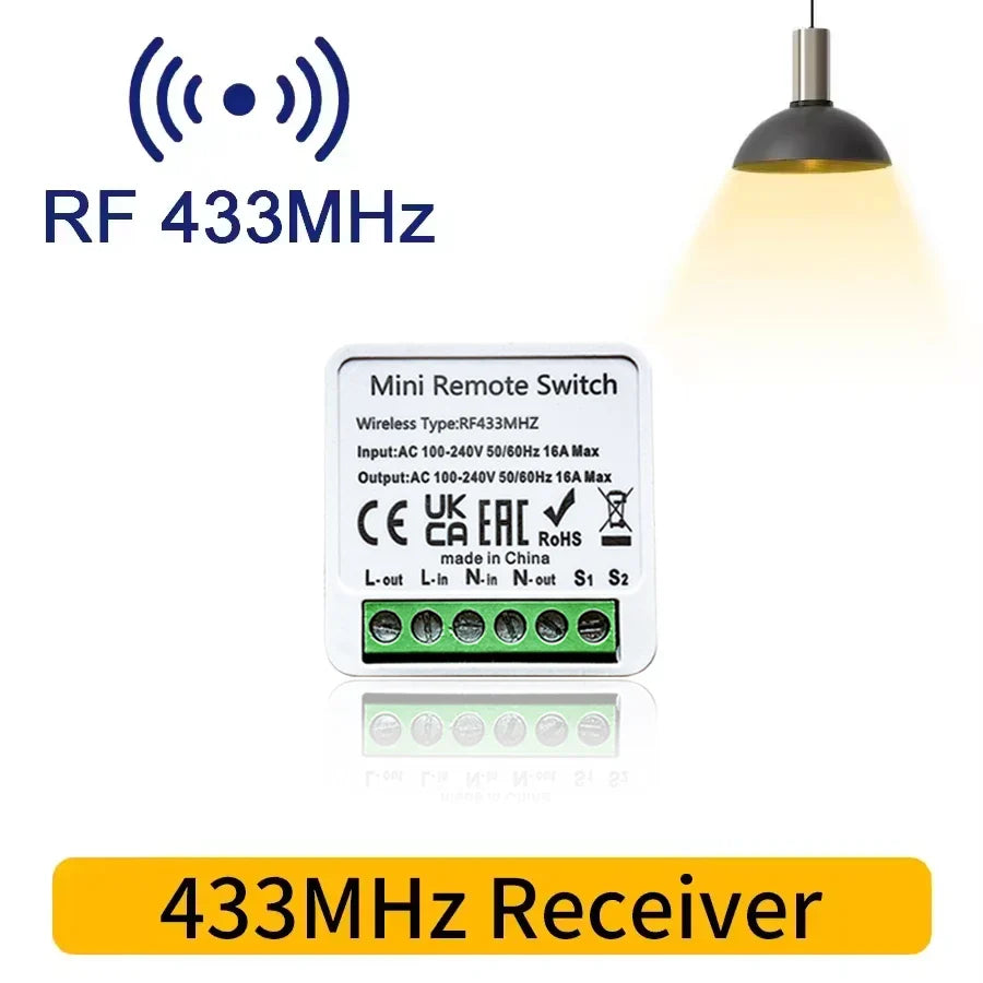16A RF 433MHz Smart Switch Relay – 2-Way Wireless Control Module