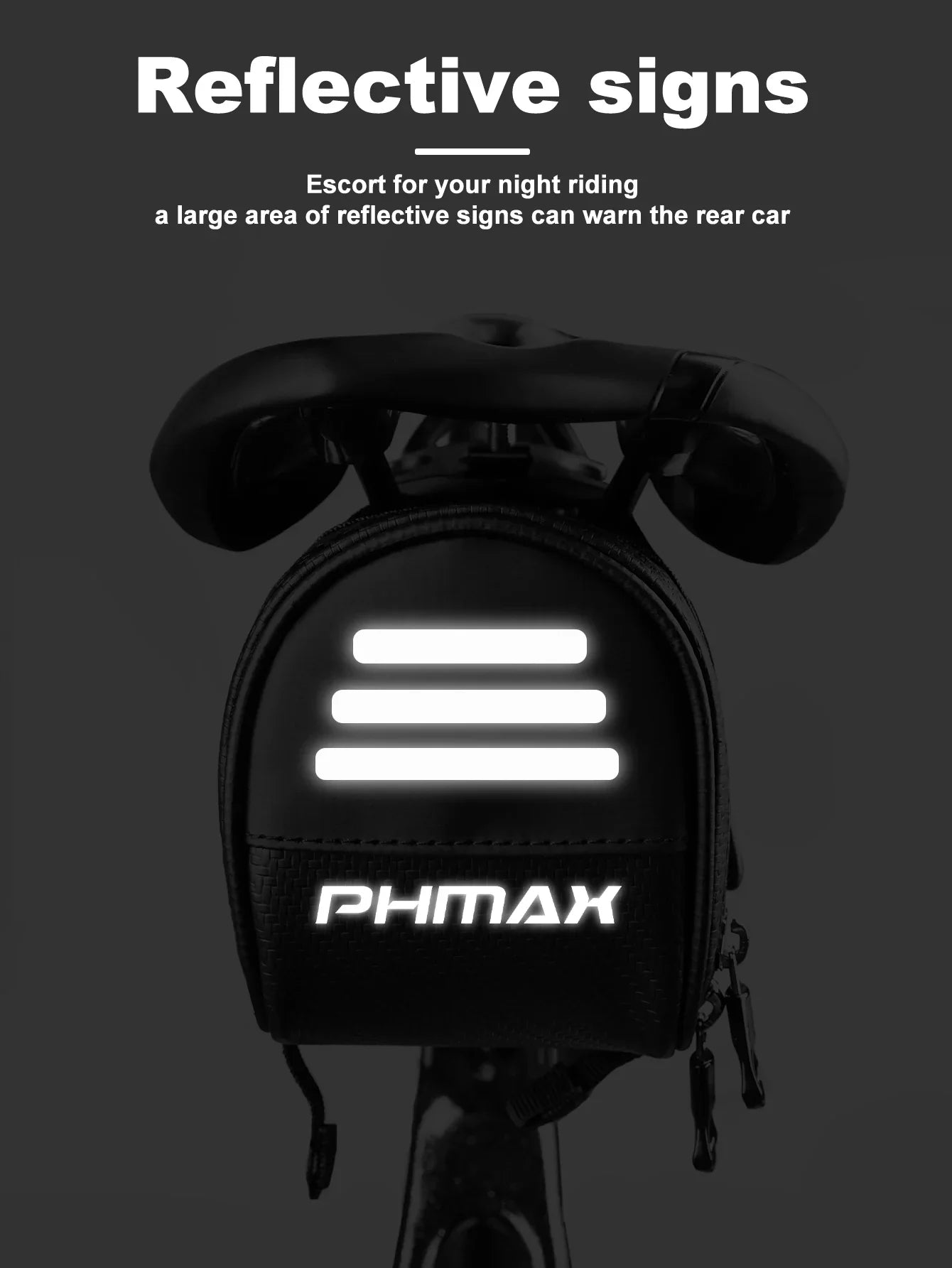 PHMAX Waterproof Bicycle Saddle Bag – Reflective Large Capacity