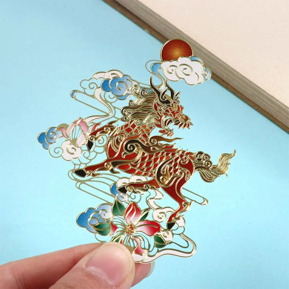 Office Page Clip Brass Animal Shape for Teachers Retro Book Clip Chinese Style Bookmark Hollow Book Mark Metal Bookmark Peaceful Pleasures Health and Wellness