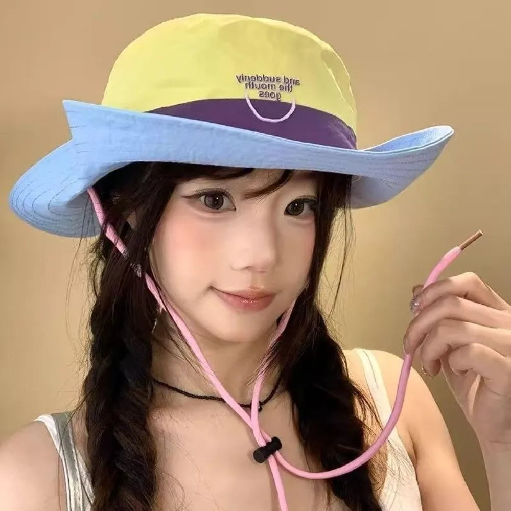 Retro Wide Brim Bucket Hat – Quick-Dry Lightweight Sun Hat