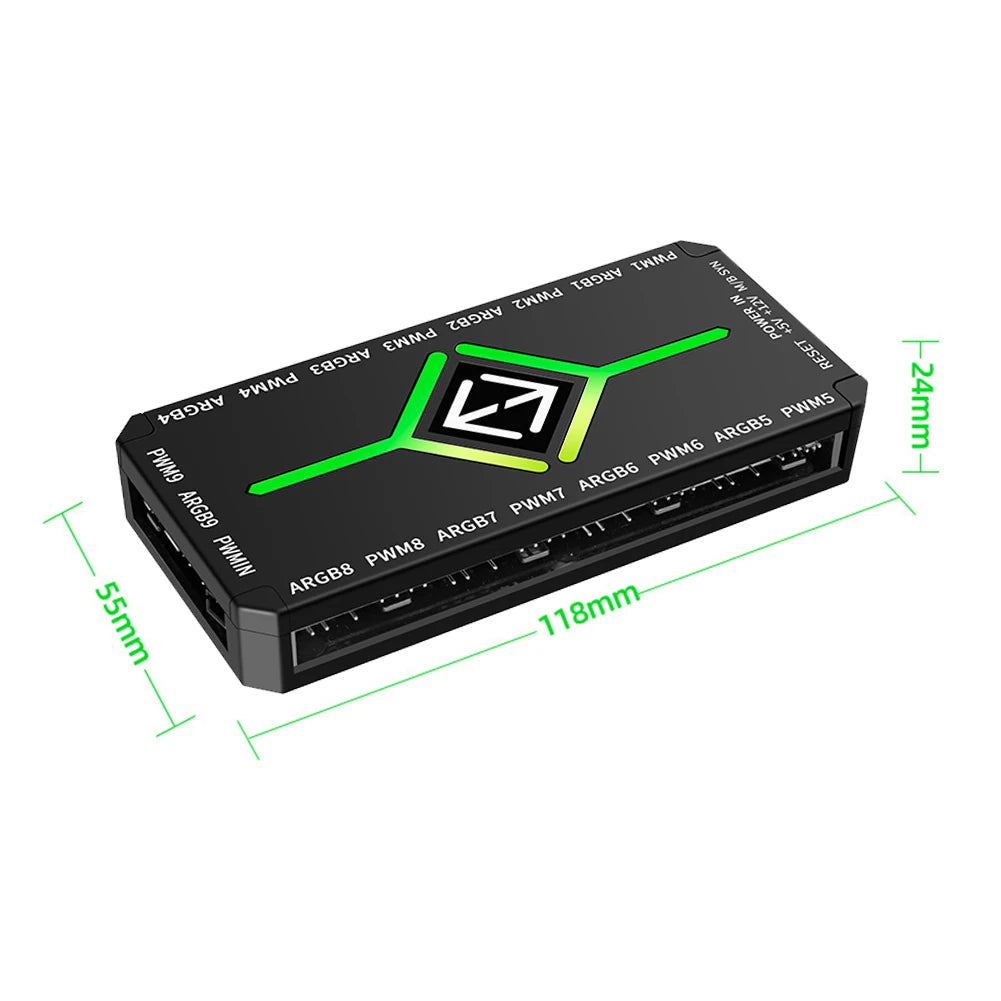 1 To 9 3 in 1 4 Pin PWM Magnetic Suction Hub with Remote PWM Fan Hub SATA Power Supply PWM Magnetic Fan Hub Splitter for PC Case Peaceful Pleasures Health and Wellness