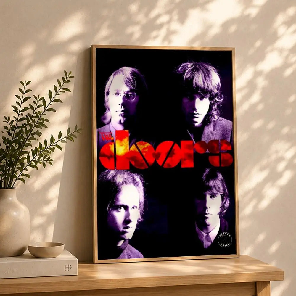 The Doors Band HD Self-Adhesive Waterproof Wall Poster Wall Art Poster Peaceful Pleasures Health and Wellness White12 15X20cmNoframe