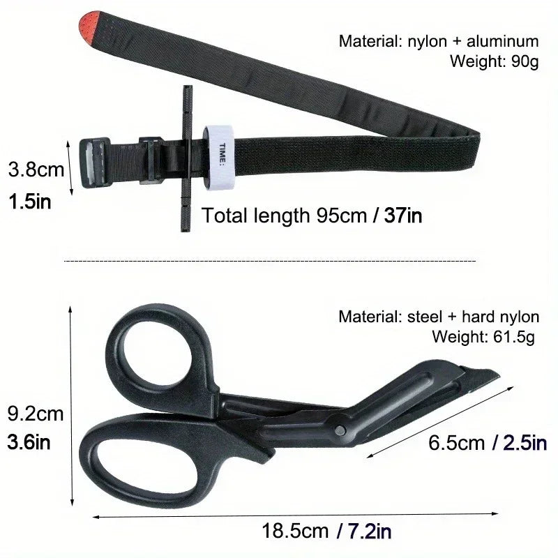 First Aid Kit Survival Kit Aluminum Rod Tourniquet Gauze Scissors Accessories Tool Outdoor Adventure Supplies Self Defense Peaceful Pleasures Health and Wellness