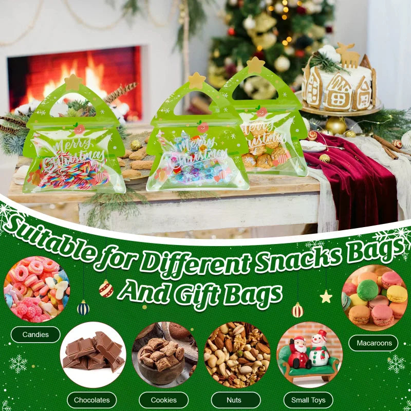 30-Pack Christmas Elk Ziplock Treat Bags | Resealable Goodie Bags