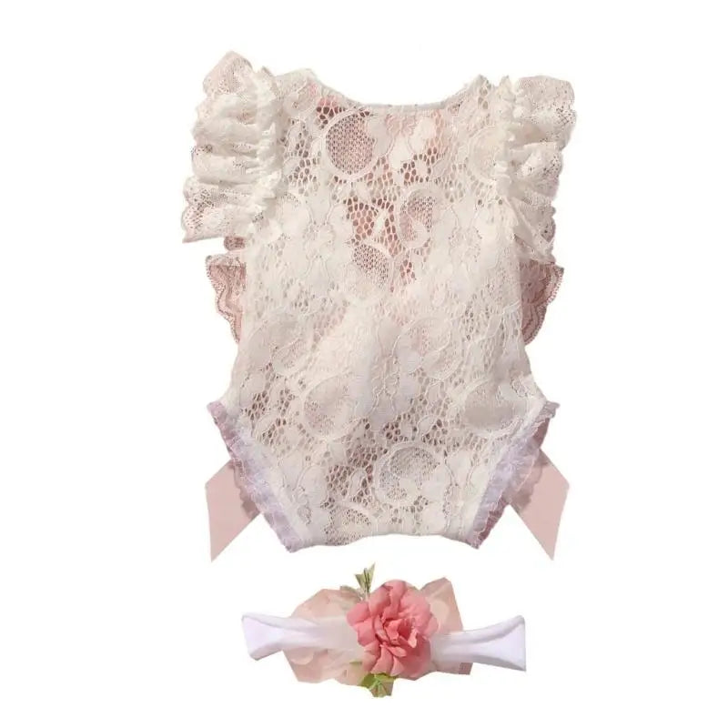 Newborn Lace Romper & Headband Set – Baby Photo Outfit