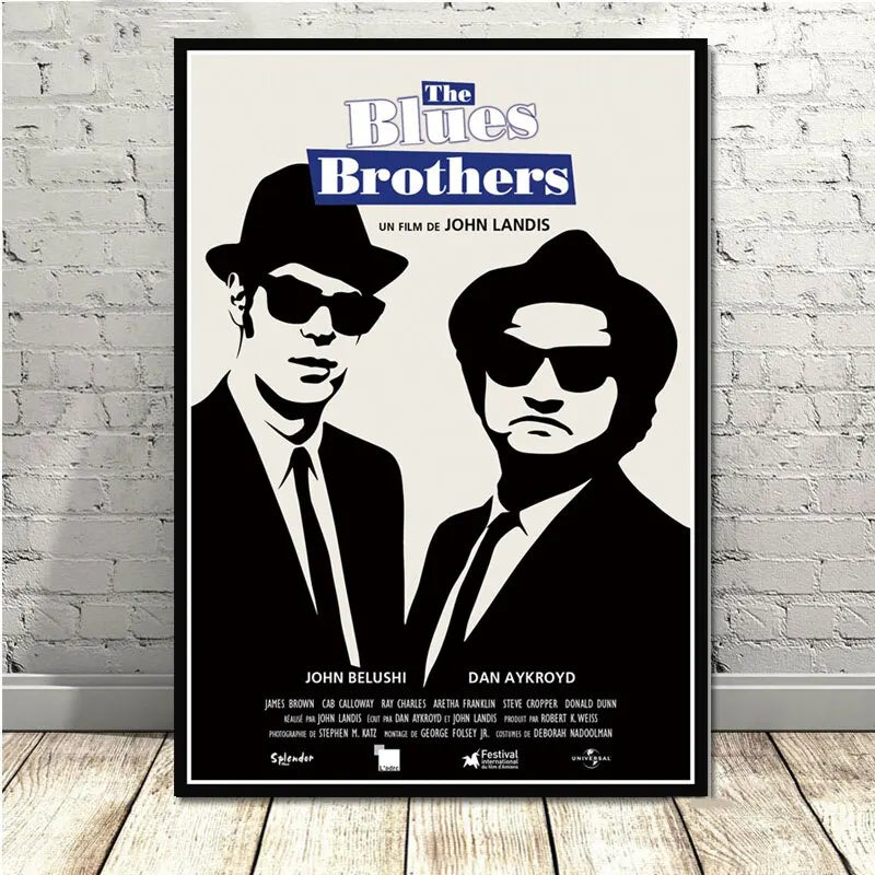 Vintage Blues Brothers Canvas Wall Art Classic Movie TV Show Poster Retro Print for Home Bedroom Living Room Decoration Peaceful Pleasures Health and Wellness
