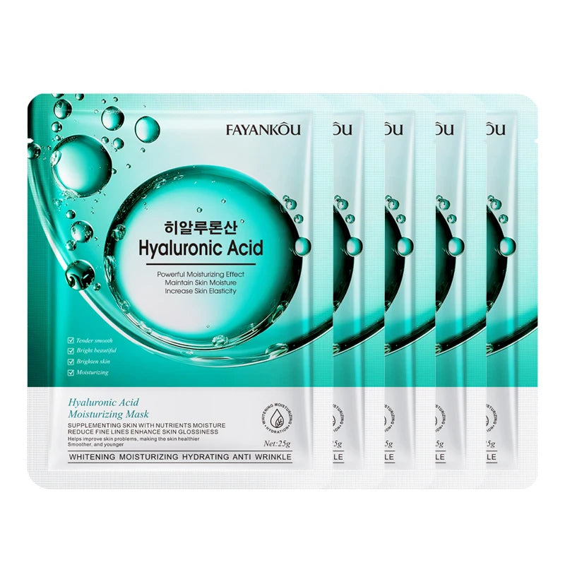 Hyaluronic Acid Face Mask – Anti-Aging & Moisturizing, 5 Pack