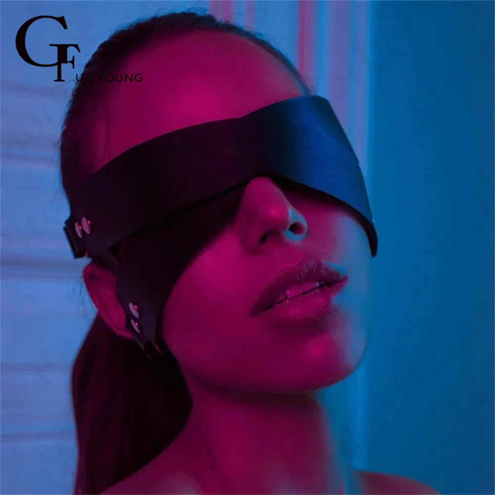PU Fetish Masquerade Exotic Costumes Leather Bondage Gothic Mask