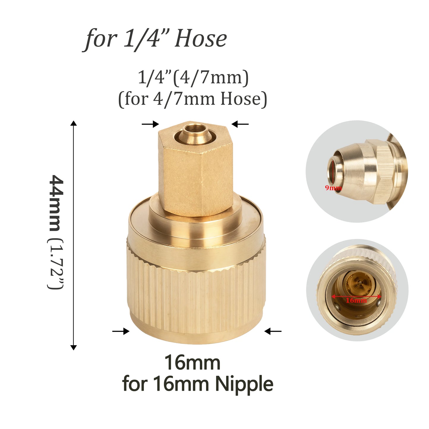Quick Connector Water Pipe Tap Adaptor Fitting for 1/2"3/4"3/8"1/4" Irrigation Tube Water Stop Repair Joints Brass Garden Hose Peaceful Pleasures Health and Wellness F 1PCS