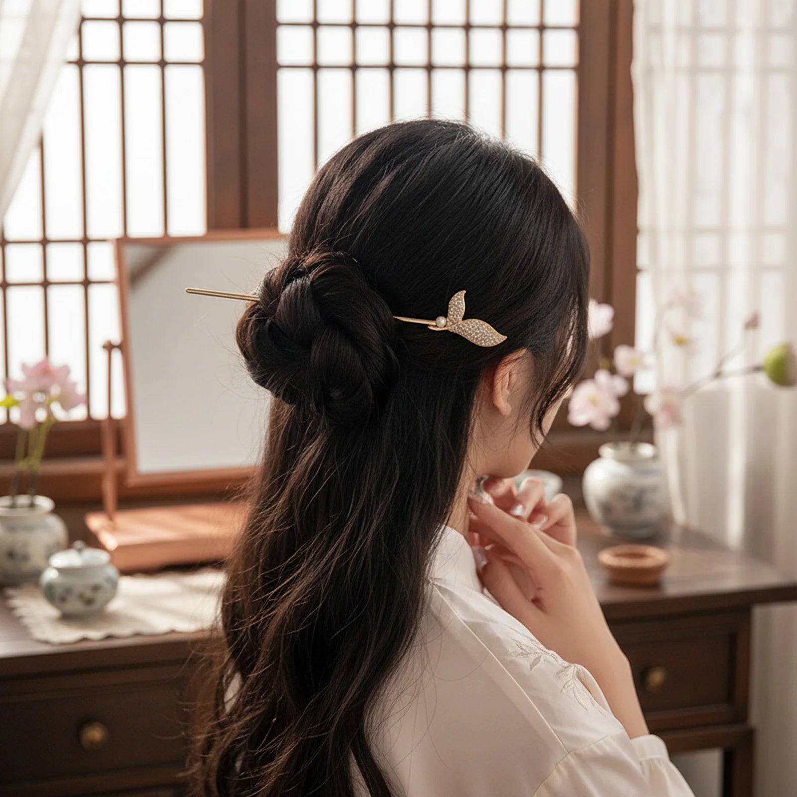 Pearl Mermaid Hairpin Elegant Alloy Accessory for Weddings Parties Women Everyday Use Peaceful Pleasures Health and Wellness
