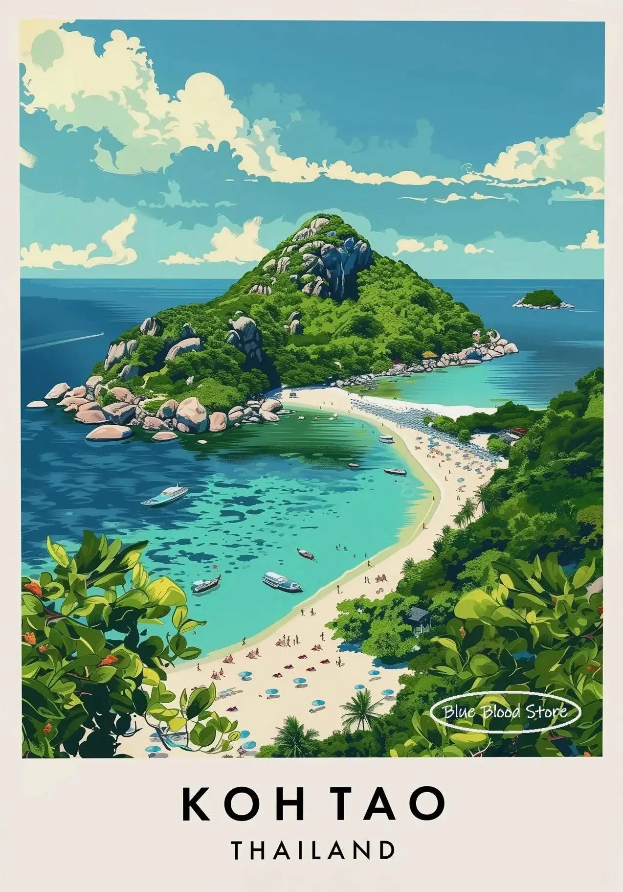 Thailand Travel Art Canvas Poster Phuket Chiang Mai Koh Phangan Bangkok City Landscape Asia Scenery Wall Art Painting Home Decor Peaceful Pleasures Health and Wellness 8 50x70cm Unframed
