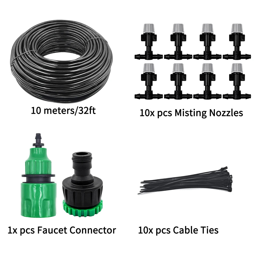 New Irrigation 10Meters 10 Sprinklers Nozzles Water Sprayer Misting Fog Cooling Nozzle System Garden Agricultural Sprayer System Peaceful Pleasures Health and Wellness 10M