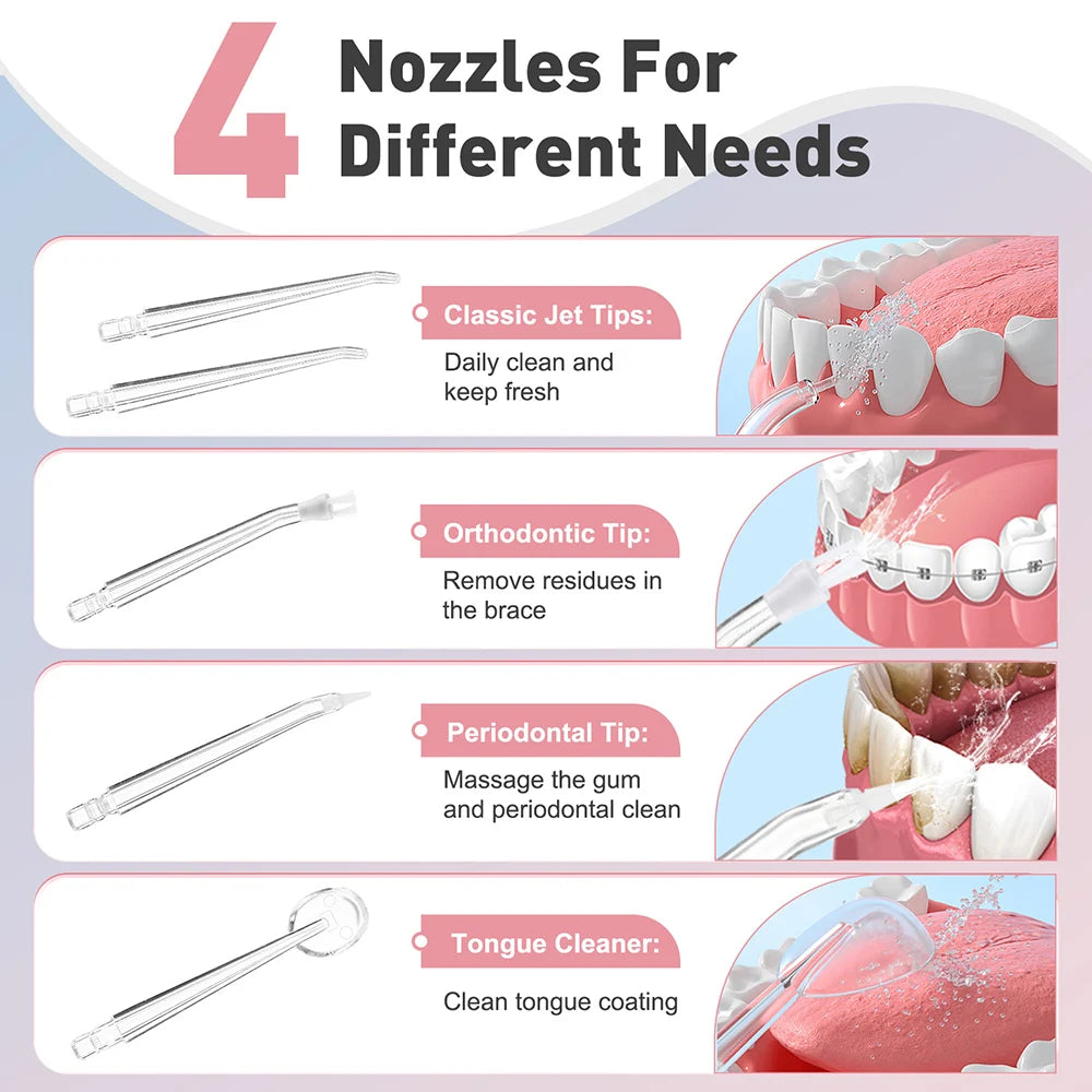 Water Flosser Cordless Oral Irrigator USB Rechargeable IPX6 Portable Dental Water Jet Teeth Cleaner For Home Travel Braces Care Peaceful Pleasures Health and Wellness