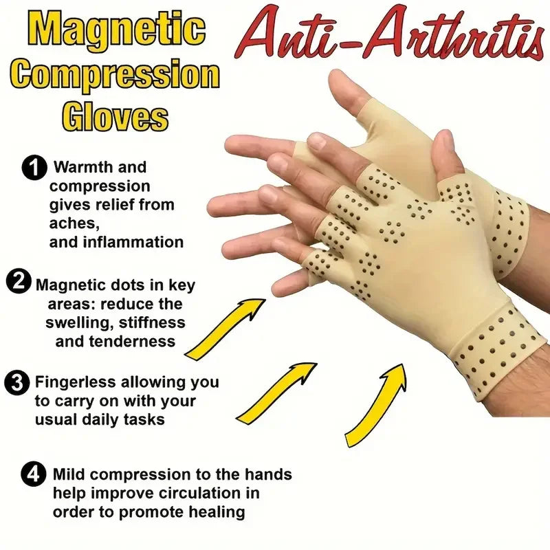 1Pair Magnetic Compression Arthritis Gloves - Wrist Brace & Anti-Slip Fingerless Hand Care Gloves For Women & Men Peaceful Pleasures Health and Wellness
