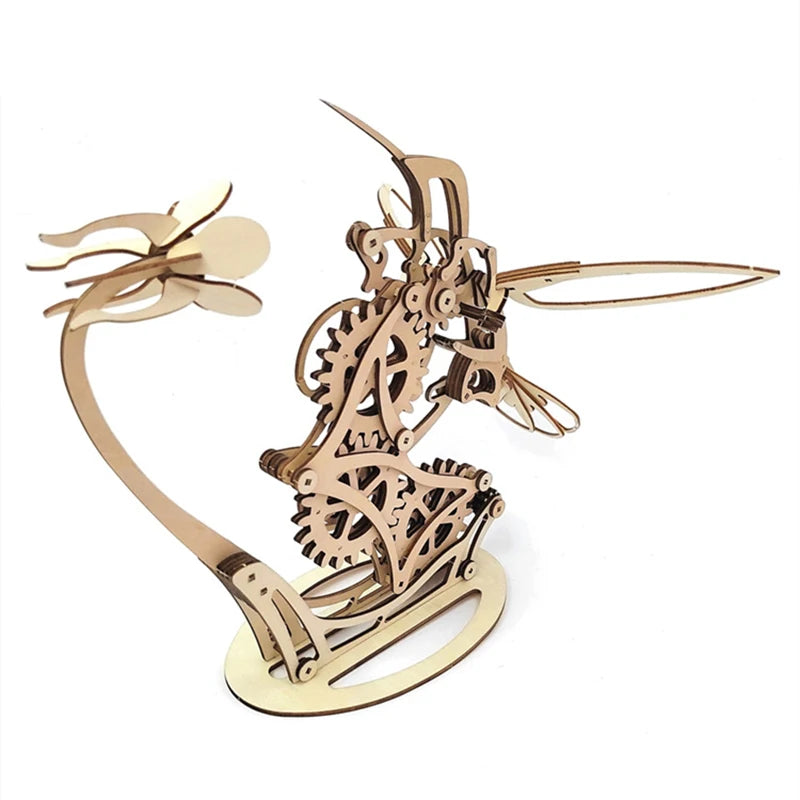 Wooden Kinetic Hummingbird Sculpture Set Assemble Animal Models with High Peaceful Pleasures Health and Wellness