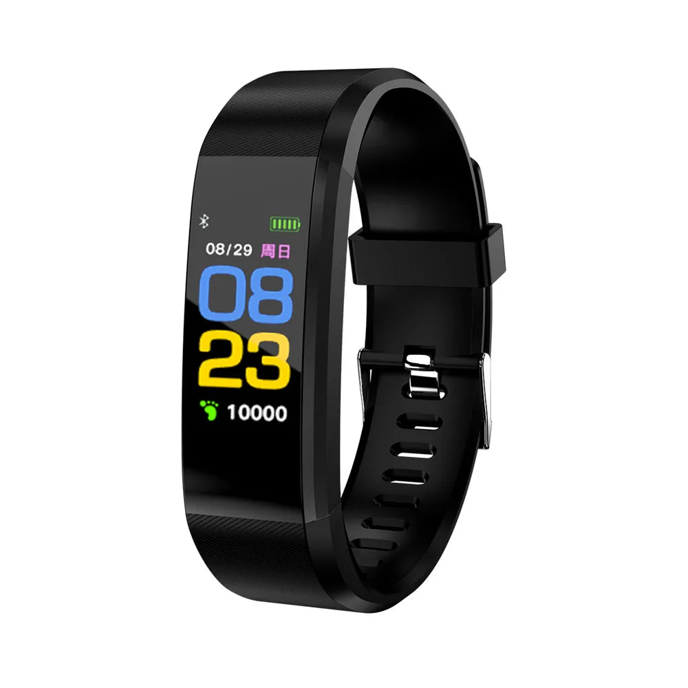 For Fitbit LCD Smartband Watch Fitness Tracke Heart Rate Blood Pressure Smart Bracelet Bluetooth-Compatible Waterproof Wristband Peaceful Pleasures Health and Wellness black