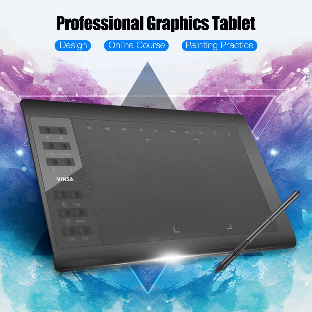10x6" Graphics Drawing Tablet | 8192 Pressure, 12 Express Keys