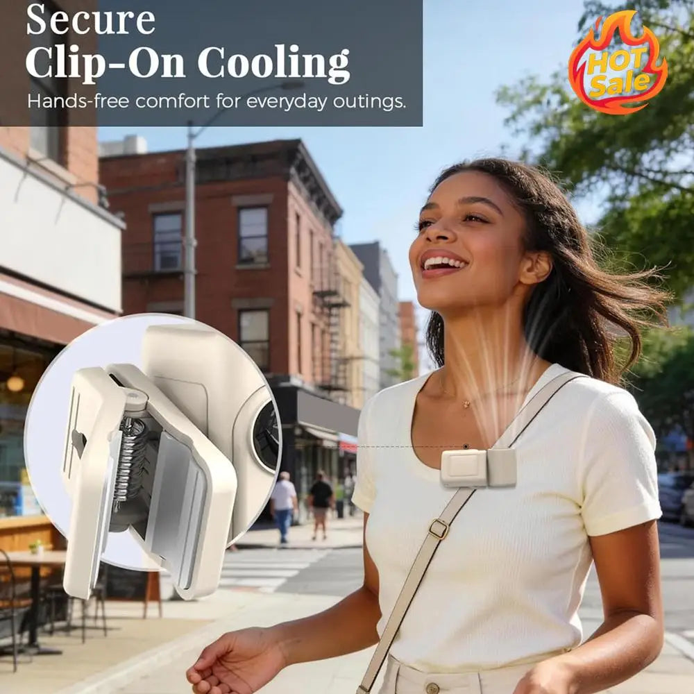 Portable Clip Fan USB-C | LED Display, 2400mAh, 360° Rotate
