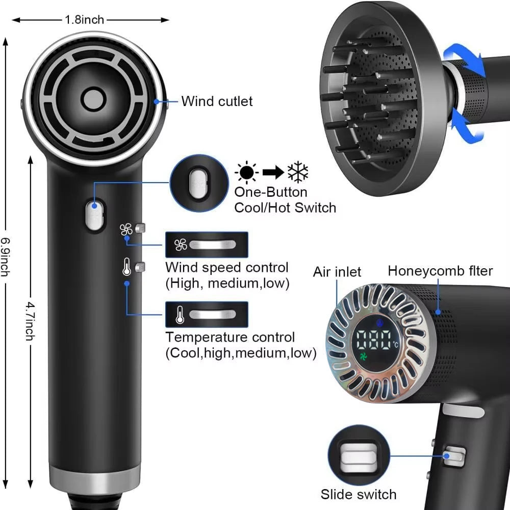 All in 1 Professional Salon Hair Dryer 110000 RPM High-Speed Negative Ions Blow Dryer Airwrap Hair Styler Tools with Diffuser Peaceful Pleasures Health and Wellness