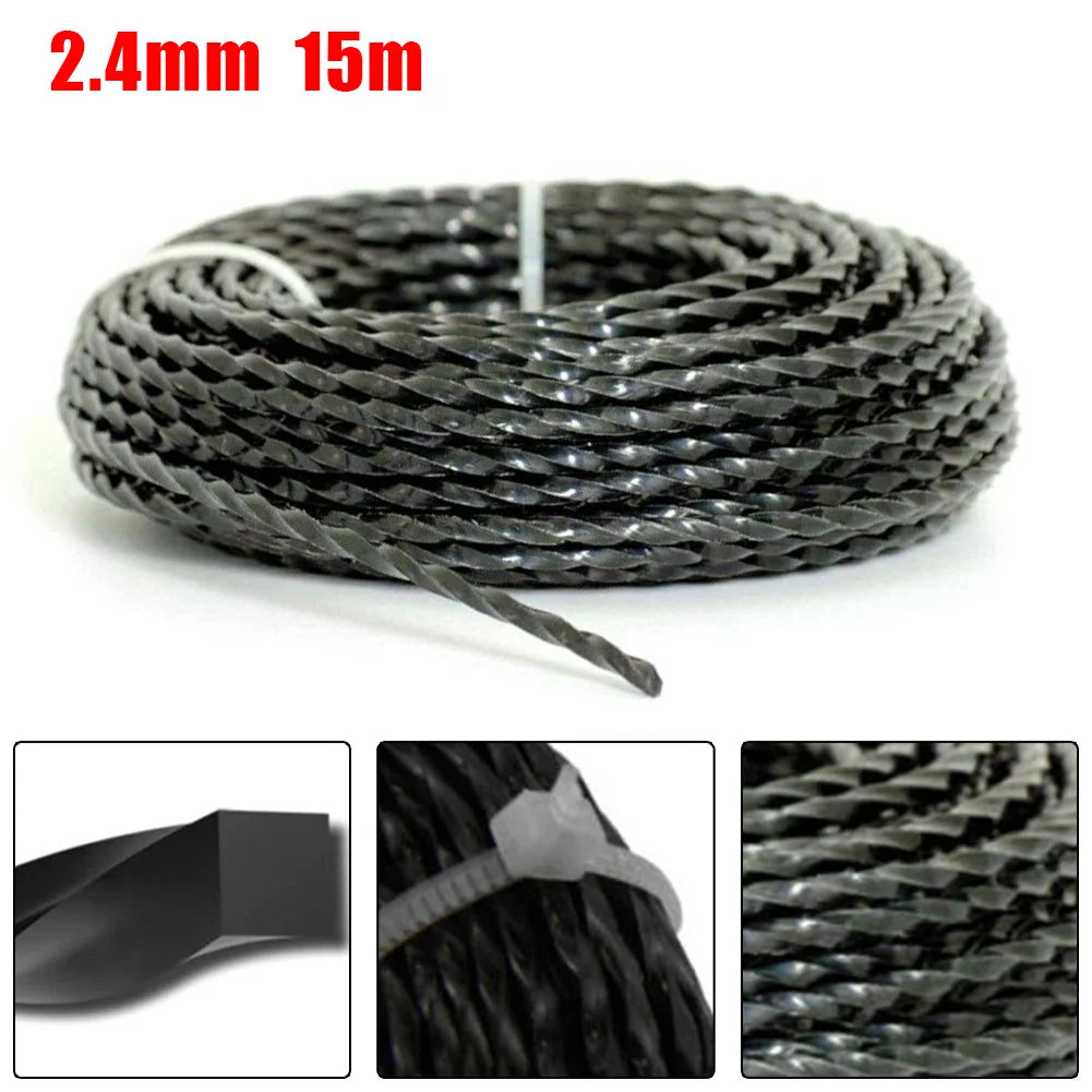 Heavy Duty Wire Cord Garden Trimmers Diameter Trimmer Line 15 Meters