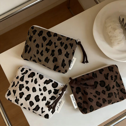 Leopard Print Mini Corduroy Pouch | Travel Storage Bag Mini Storage Pouch Peaceful Pleasures Health and Wellness