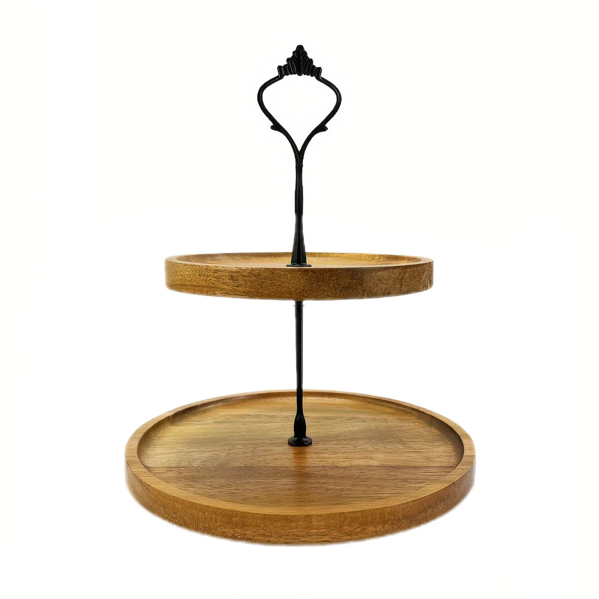 Premium Wooden Cupcake Stand with 2 Tier Serving Tray, Perfect Rustic Dessert Display Stands for Wedding, Birthday, Tea Party Peaceful Pleasures Health and Wellness Black