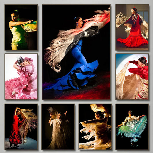 Flamenco Dancer Canvas Wall Art | Red Dress Spanish Gitana Canvas Wall Art Print Peaceful Pleasures Health and Wellness