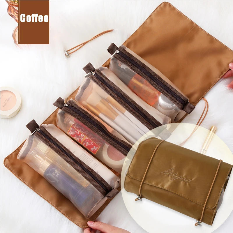 4-in-1 Foldable Hanging Cosmetic Bag | Travel Toiletry Organizer