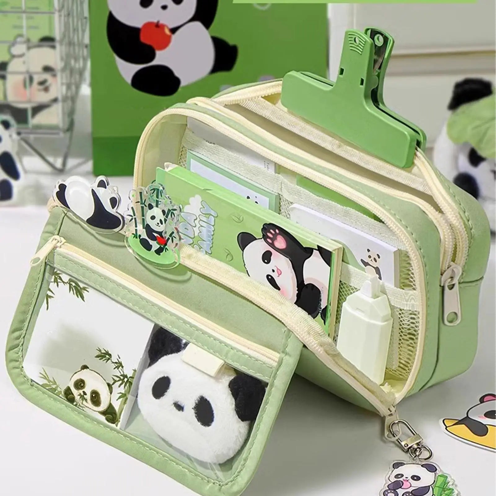 Cute Panda Pencil Case Large Capacity Animal Zipper Pouch for Pens Pencils, Panda Themed Stationery Organizer Peaceful Pleasures Health and Wellness
