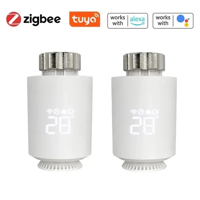 Tuya TRV Thermostat Thermostatic Radiator Valve Home Heating Radiator Thermostat Temperature Controller Peaceful Pleasures Health and Wellness A 2PCS Thermostat