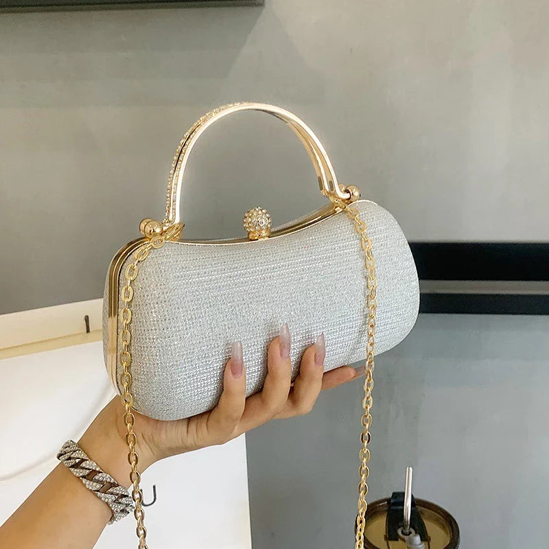 Gold Chain Clutch Shoulder Bag – Women's Evening Handbag