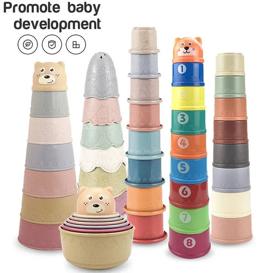 Baby Montessori Stacking Cups – 8-Piece Educational Bath Toy Stacking Cup Toy Set Oasis Select