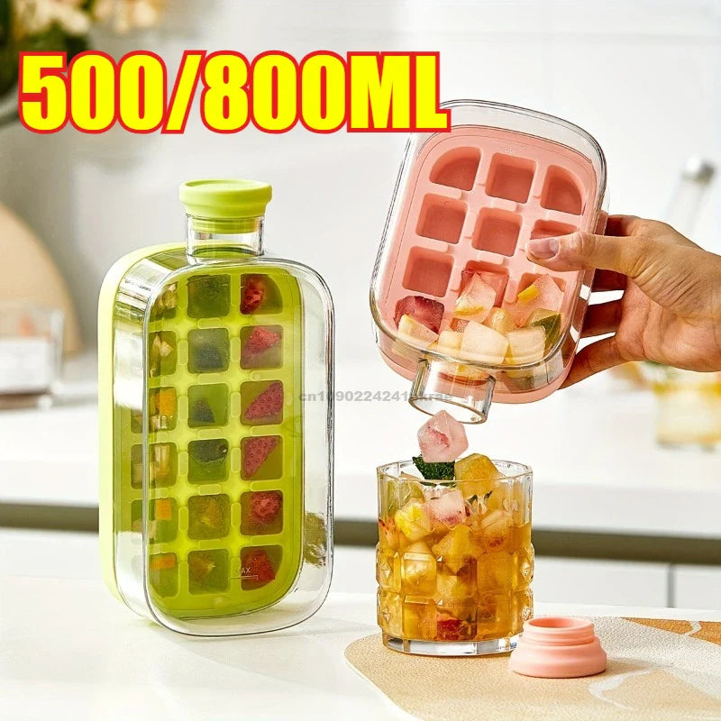 12-Grid Food-Grade Ice Cube Tray with Lid | 500/800ml Combo