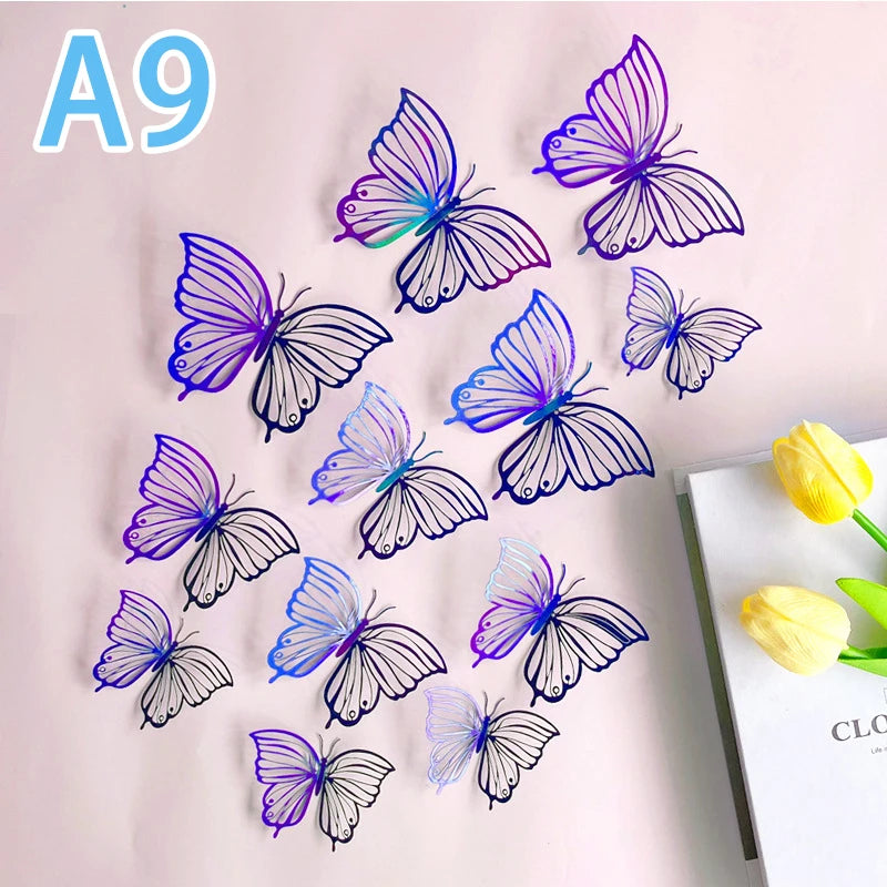 3D Butterfly Wall Stickers 12-Pack | Hollow Carving Home Decor