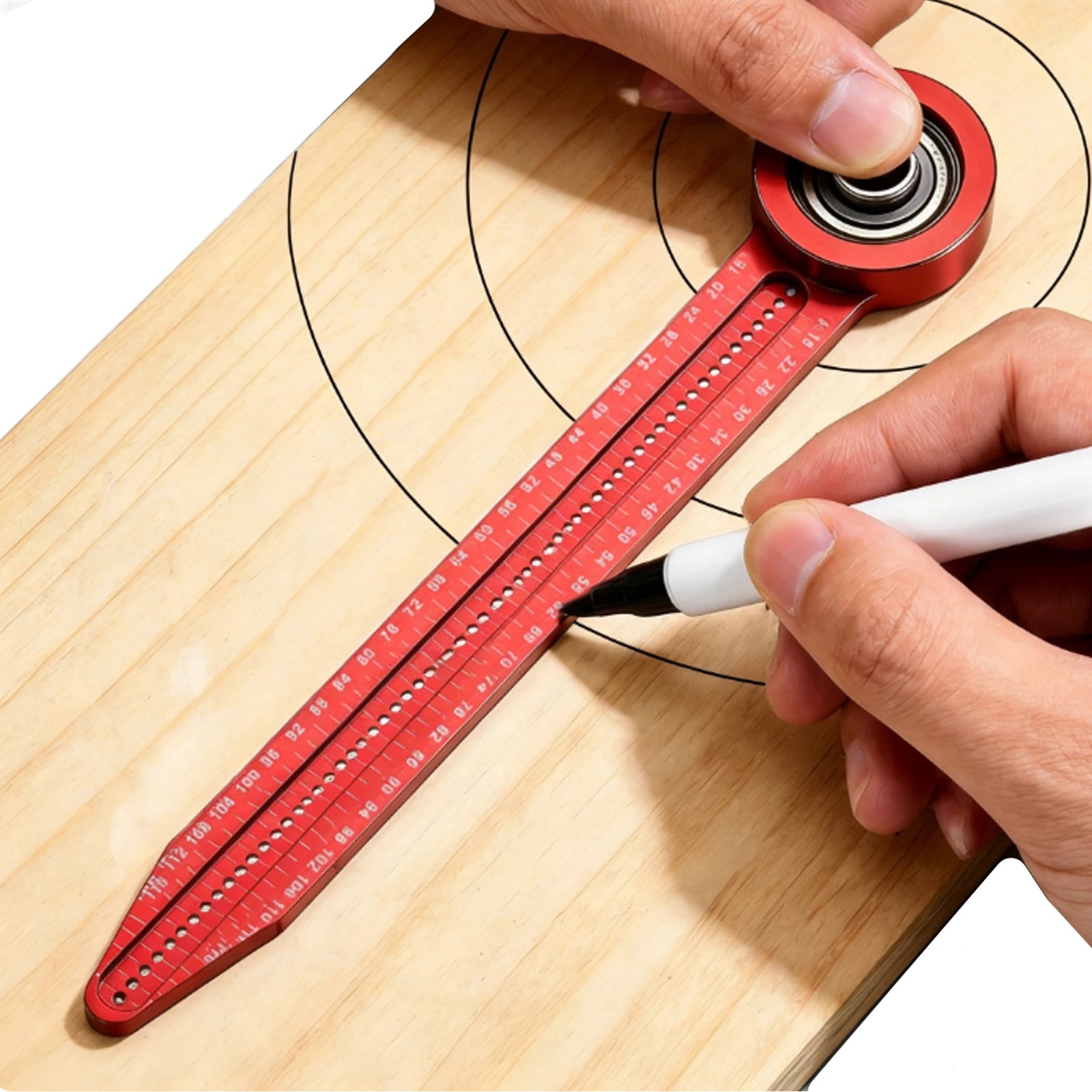 Portable Woodworking Hole Ruler Multi-Purpose 360 Degree Rotating Circular Drawing Tool for Engineering Carpentry Design Peaceful Pleasures Health and Wellness