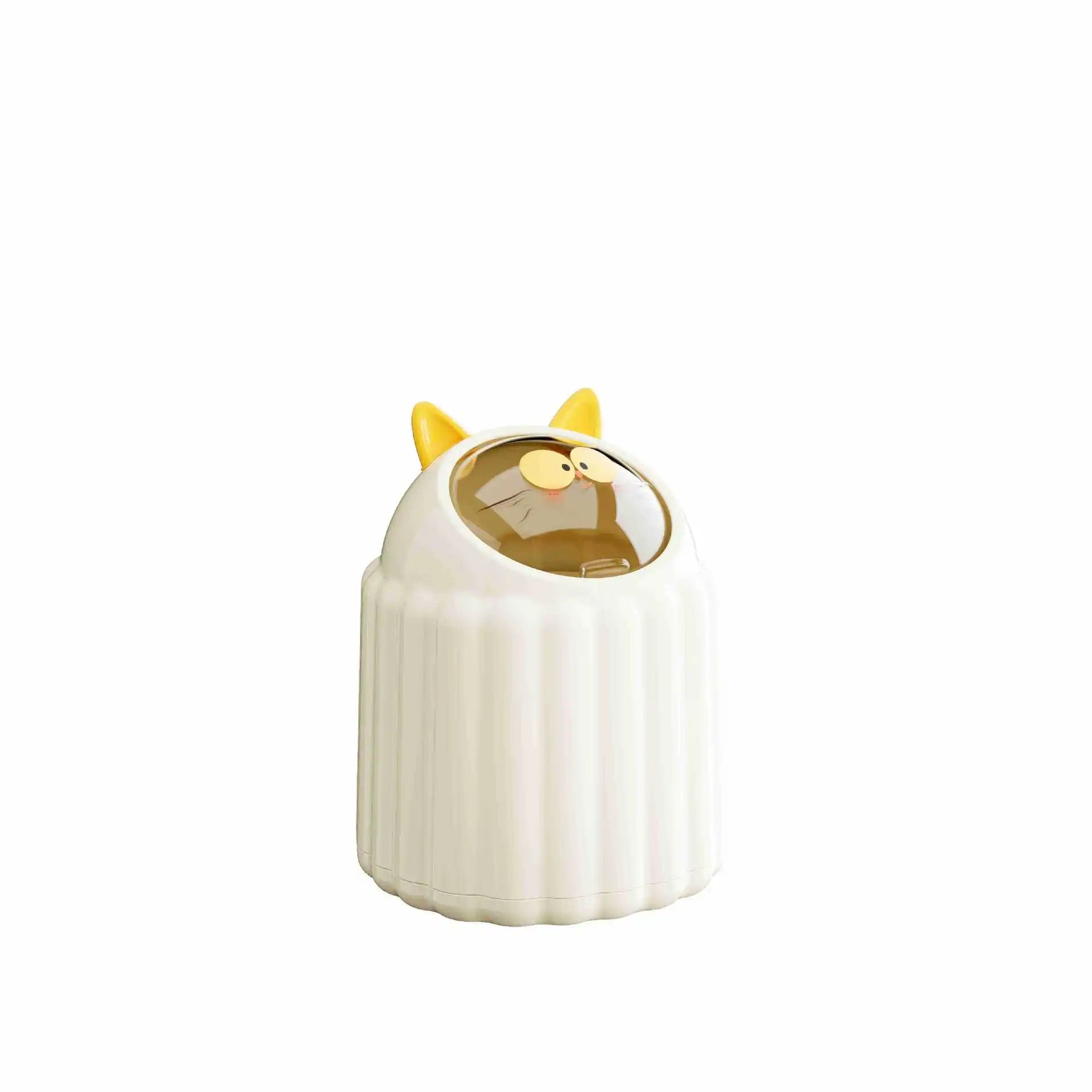 Adorable Mini Desktop Trash Can Small Cute Covered Waste Bin for Office Student Desk Paper Basket - Eco-Friendly & Space-Saving Peaceful Pleasures Health and Wellness
