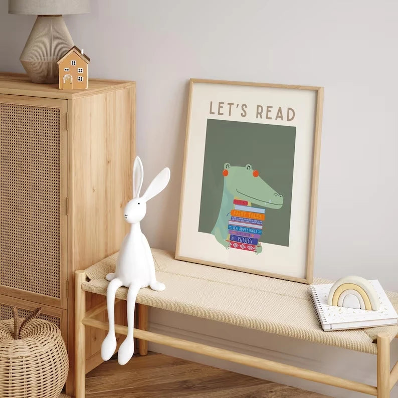 Modern Crocodile Illustration Canvas Wall Art Print | Home Decor