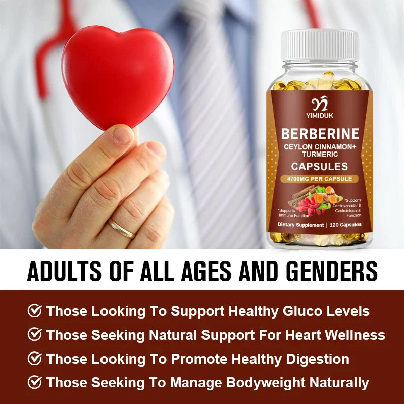 Berberine 4700 Mg Supplement, with Ceylon Cinnamon, Support Heart Health, Immune System, Healthy GI & Cholesterol, Gluten-Free Peaceful Pleasures Health and Wellness